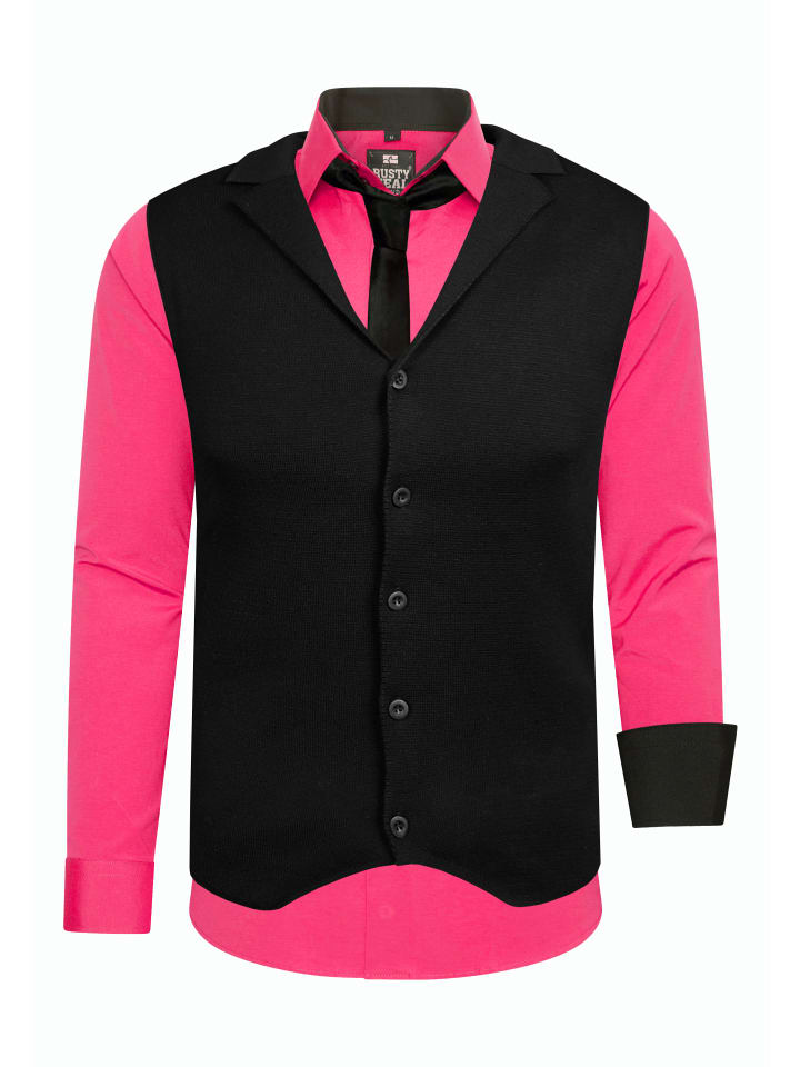 

Рубашка с жилетом и галстуком, комплект из 3 предметов, розовый Rusty Neal