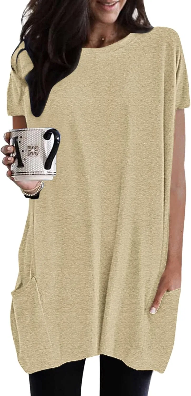 Блуза, свободный крой, Women's Short Sleeve Long Sleeve T-Shirt, хаки — фото 2