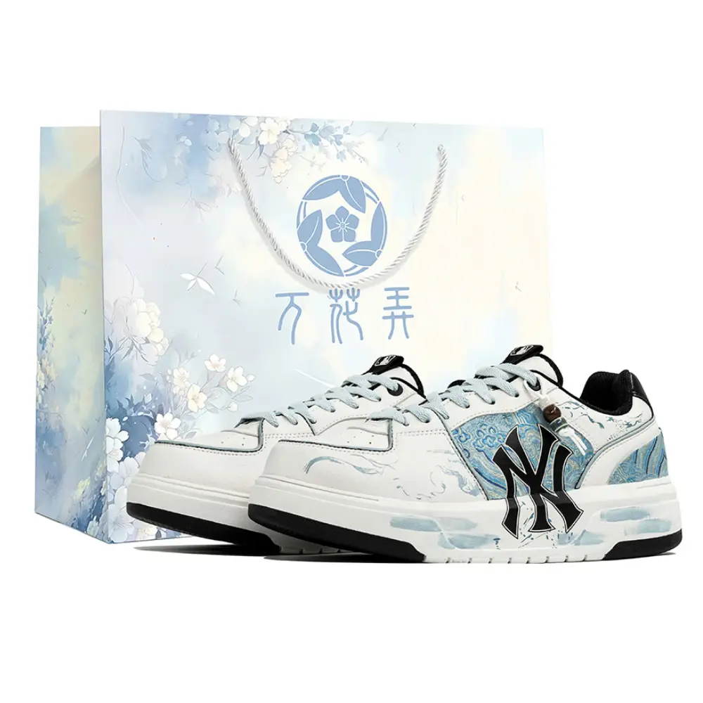 

MLB Толстые кеды для скейтбординга Wan Hua Nong, Cang, износостойкие, низкие, унисекс, черный, белый, синий