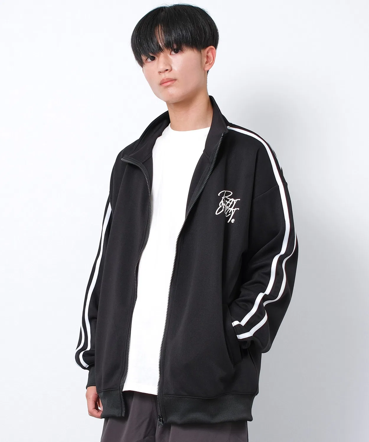 Толстовка спортивная Jerseys Line бренд Track Jacket, полиэстер, черно-белая