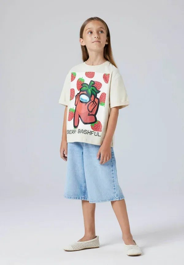 Футболка Name It among us print t-shirt, цвет миндальное молоко