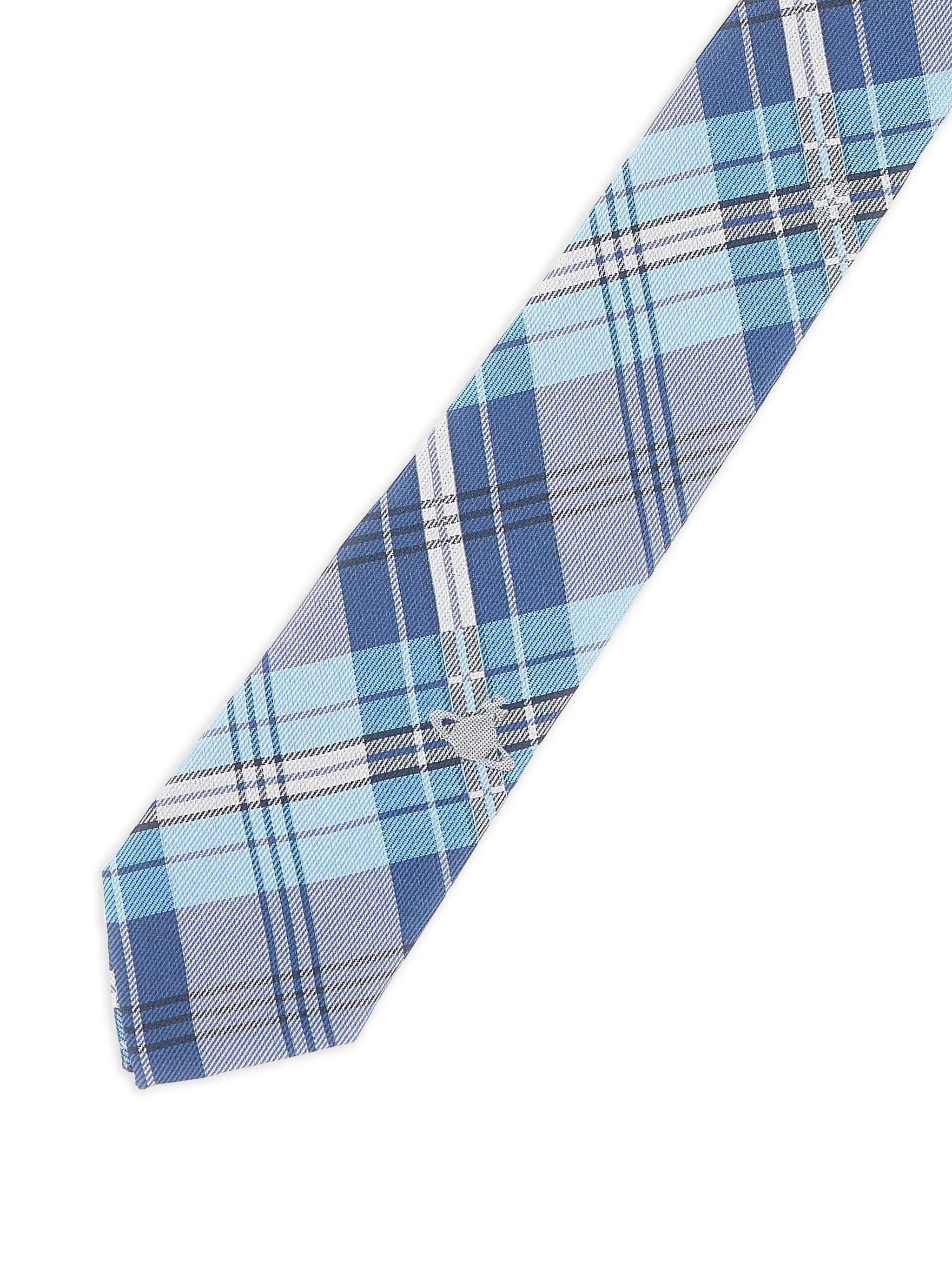 

Шелковый галстук с вышитым логотипом в клетку Vivienne Westwood, синий