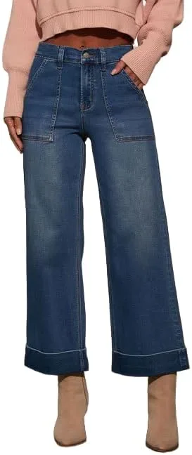 

FUNSEED женские джинсы, высокие прямые широкие