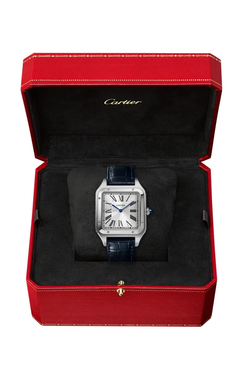 SANTOS-DUMONT МОДЕЛЬ XL, СТАЛЬ, КОЖАНЫЙ РЕМЕШОК - WSSA0032 CARTIER, синий — фото 2