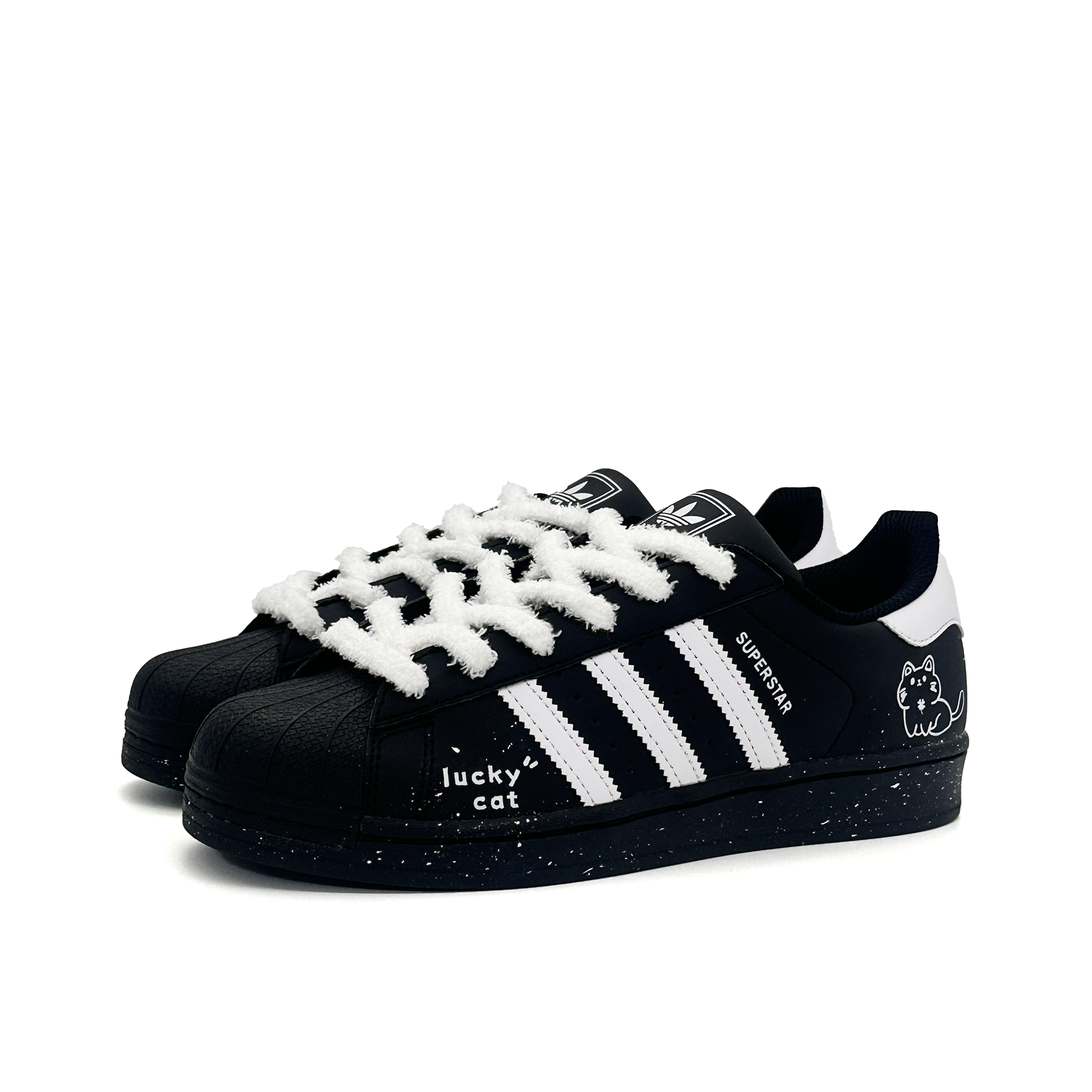 Adidas Originals Superstar 2 Ink Wild Fairy Cat устойчивые к истиранию низкие детские скейтбординговые кроссовки Black для подростков — фото 4