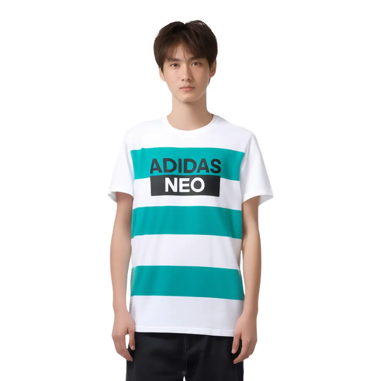 Adidas Neo Футболка мужская белая/зеленая — фото 4