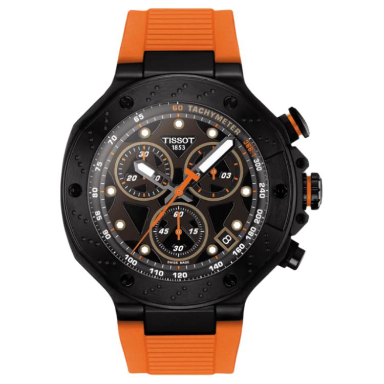 

Tissot Мужские кварцевые часы, диаметр 45 мм, черный циферблат, корпус из нержавеющей стали с PVD-покрытием, силиконовый ремешок