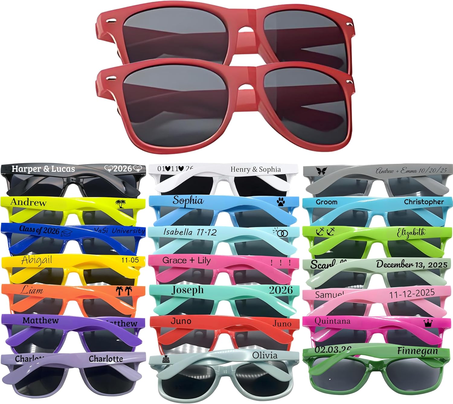 

Солнцезащитные очки на заказ для свадеб, оптовые заказы, персонализированные солнцезащитные очки, сувениры для вечеринок, классические ретро-солнцезащитные очки для мужчин и женщин DFDG, Red