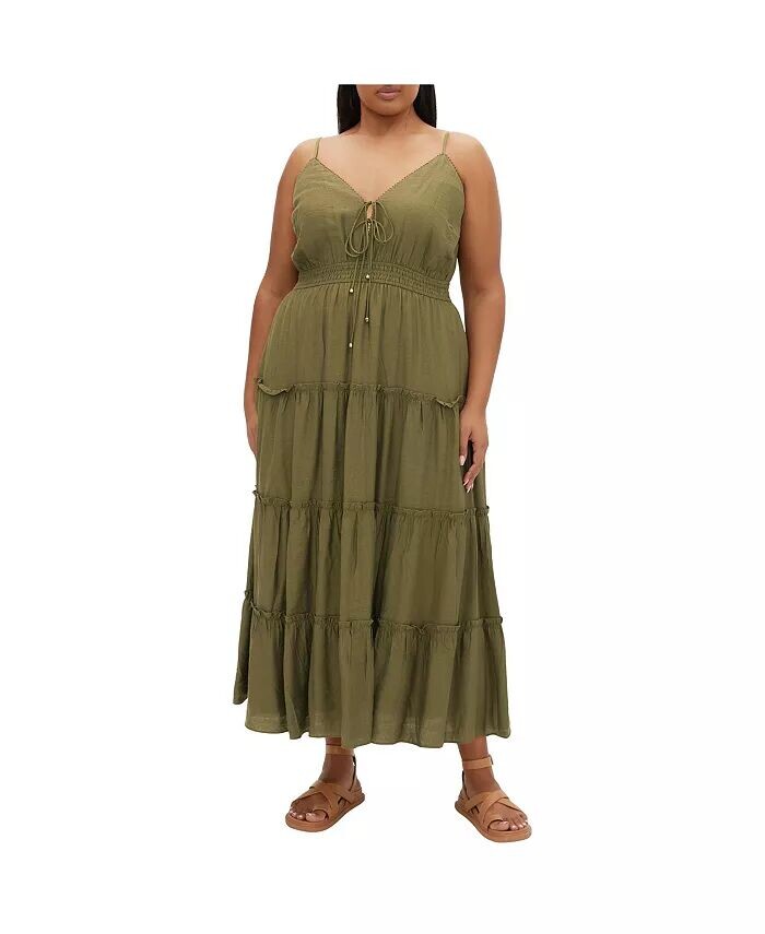 

Платье макси Aiza Plus Size CITY CHIC, коричневый/бежевый