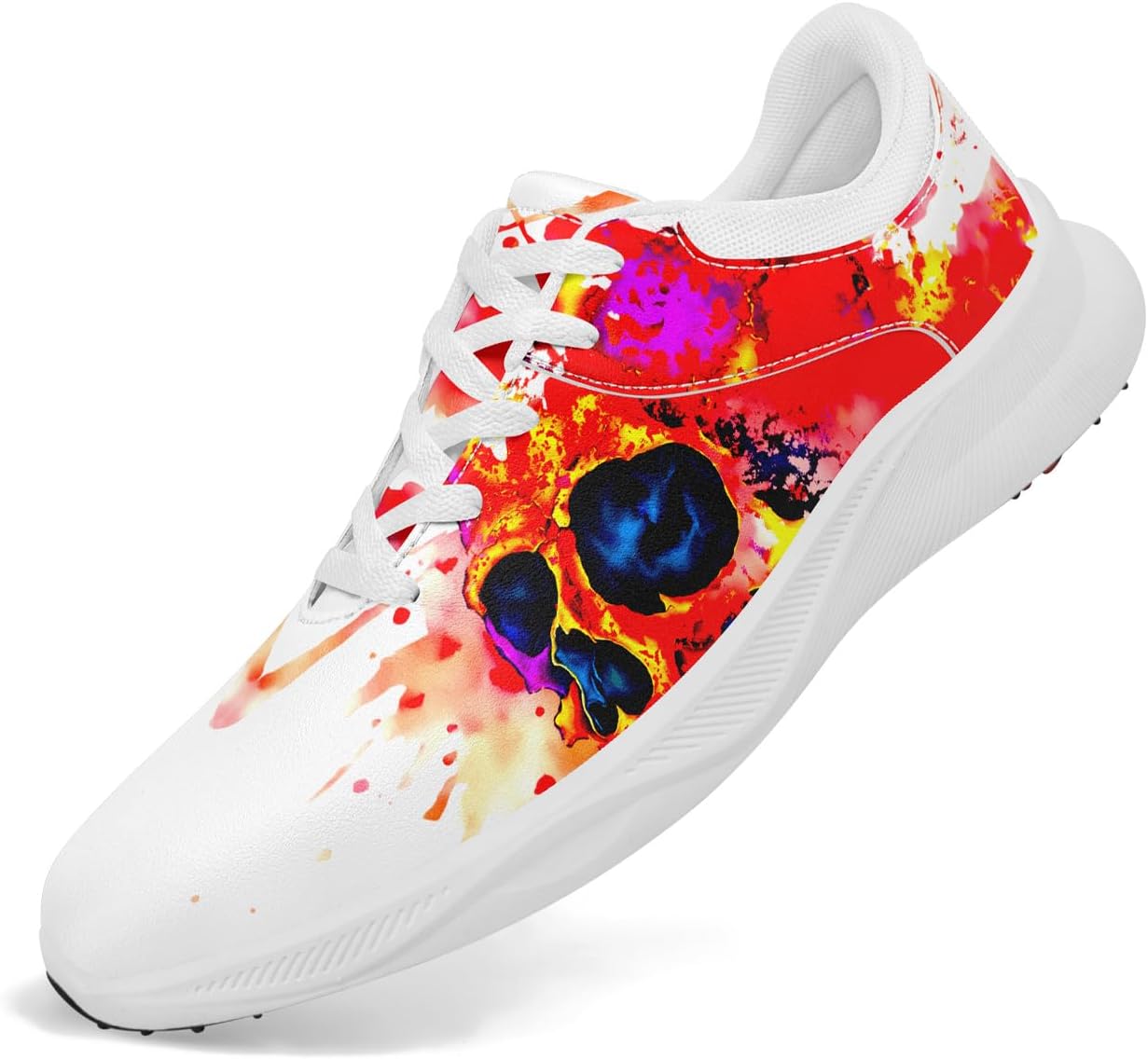 

Мужские гольф-кроссовки без шипов с автоматической вентиляцией подошвы, водонепроницаемые, стойкие к скольжению готико-панк рок стиль модные гольф-кроссовки для женщин Coolcustomize, красный