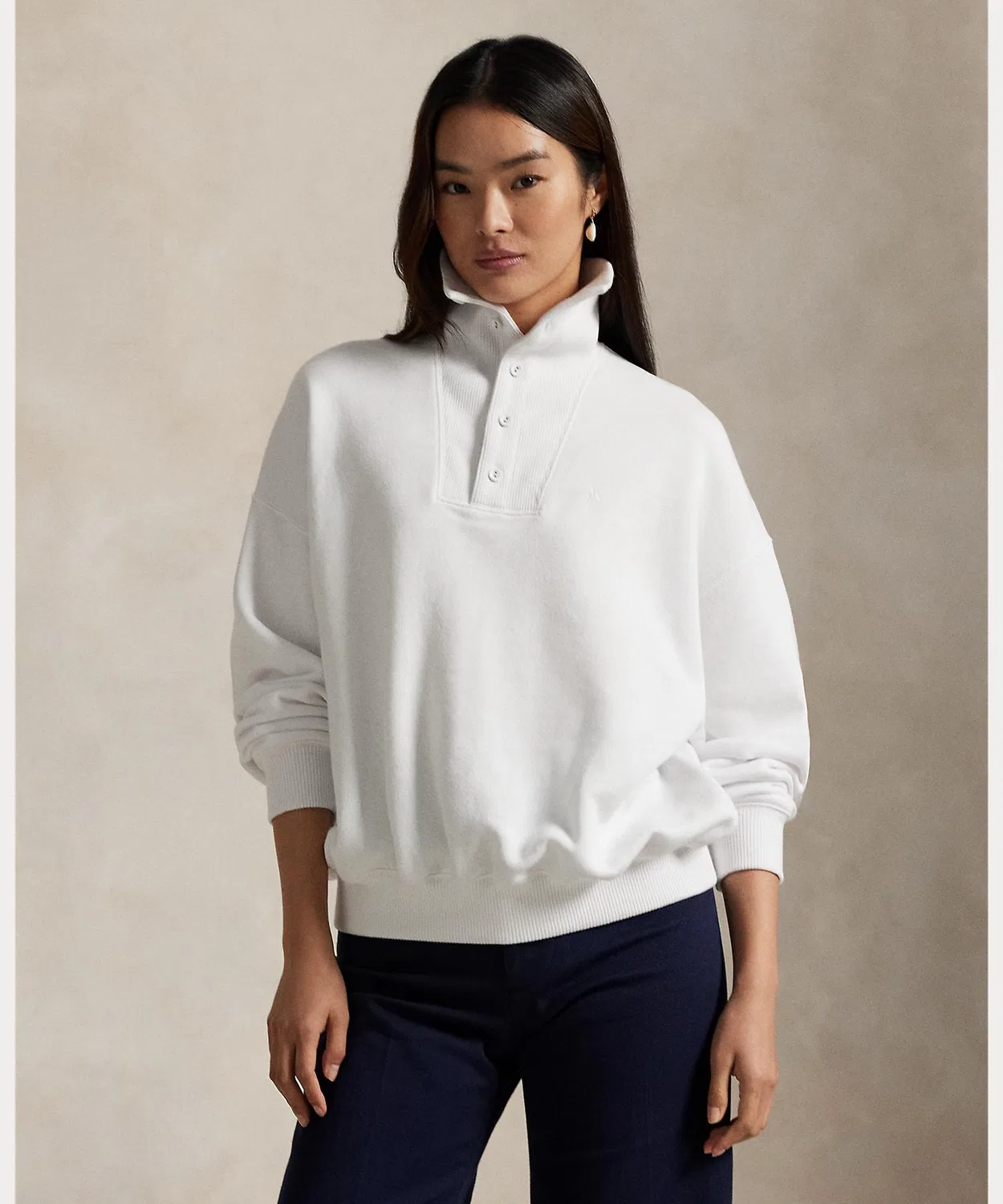 Пуловер с воротником-стойкой Polo Ralph Lauren, белый
