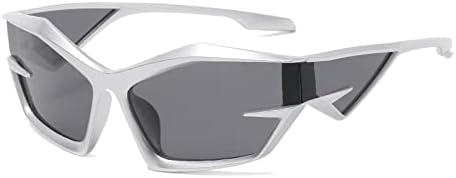 

Женские ретро-солнцезащитные очки, прямоугольные спортивные очки, мужские солнцезащитные очки, панк-очки, женские очки с защитой от УФ-излучения 400 MTZJH, Pearly Silver Black