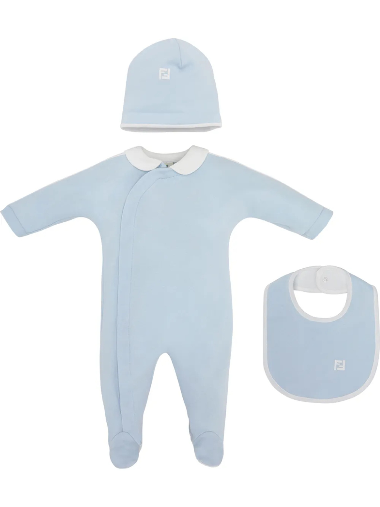 

Комплект из комбинезона, шапки и нагрудника Fendi Kids, синий