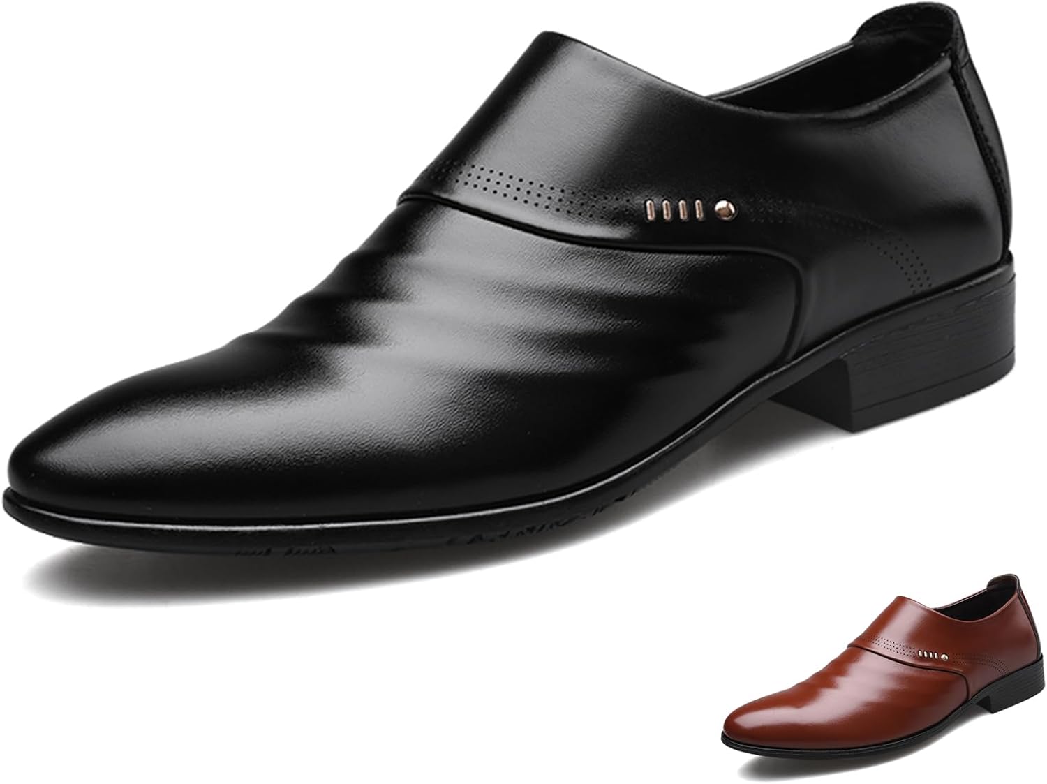 

Мужские кожаные лоферы GLBDU без шнурков с металлическим декором, модный острый носок, низкие перфорированные броги, оксфорды, роскошная повседневная и деловая обувь для свадьбы и официальных мероприятий, черный