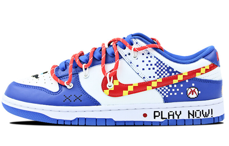 

Кроссовки Nike Dunk Skateboard Shoes Women's Low-Top White Blue Red