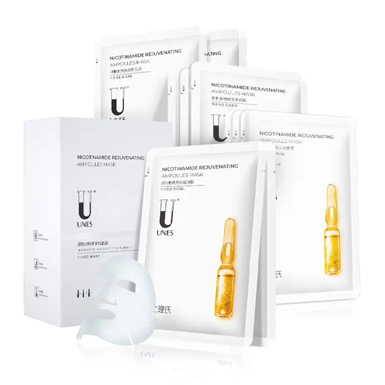 

Осветляющая маска для лица с ниацинамидом увлажняющая антиоксидантная против гликации 20 шт/уп UNES