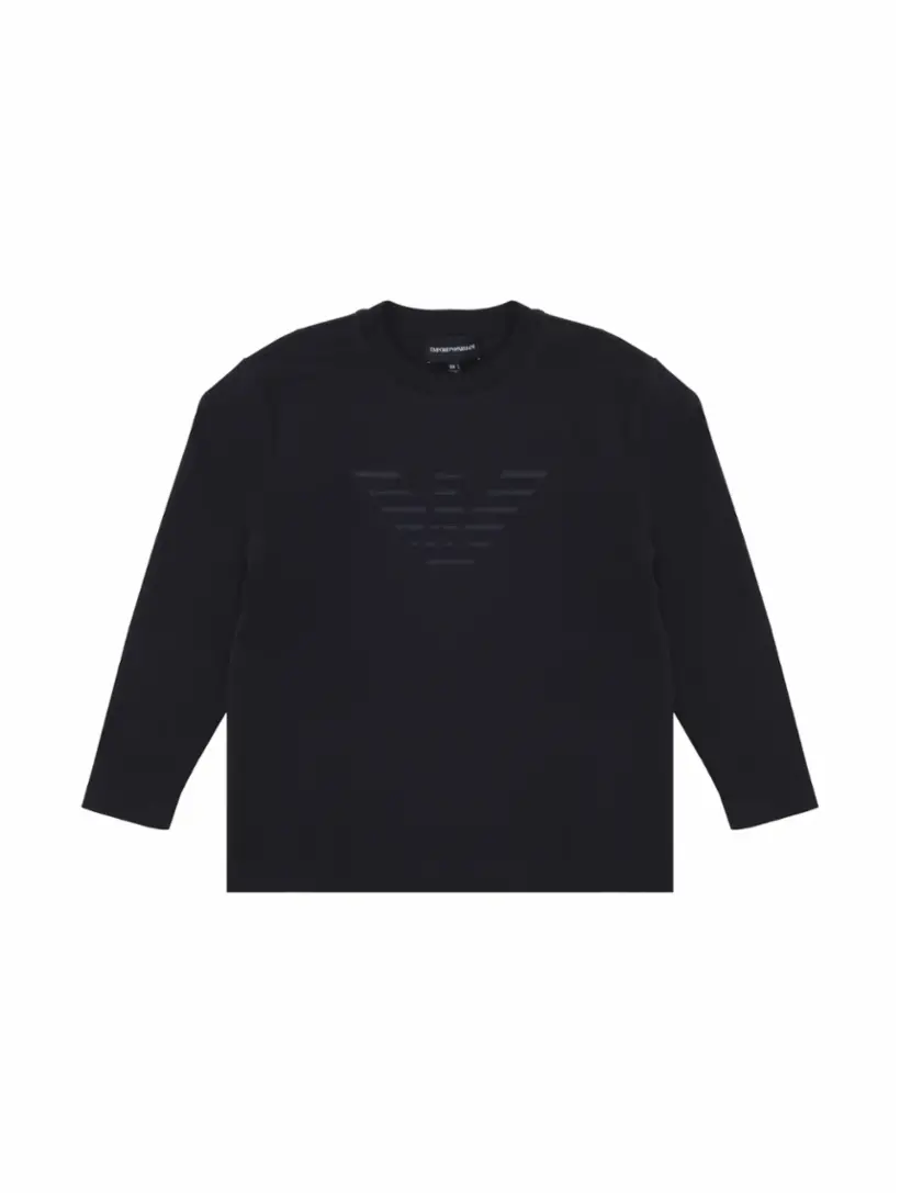

Хлопковый лонгслив с логотипом EMPORIO ARMANI, тёмно-синий