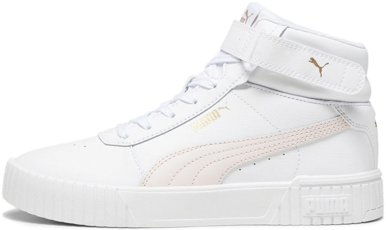 Кроссовки PUMA "CARINA 2.0 MID", цвет Puma White-Frosty Pink- Puma Gold — фото 2