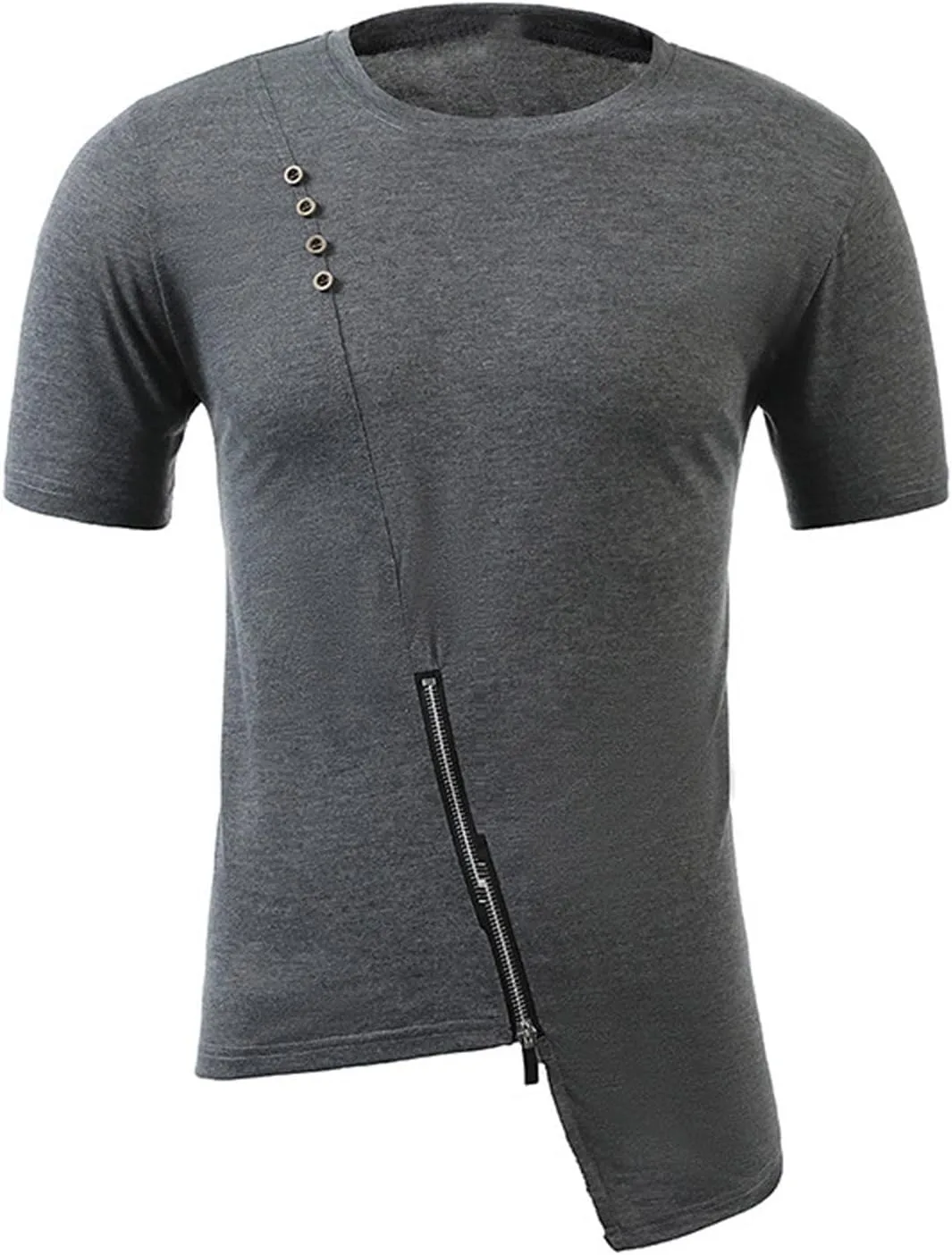 

Мужская футболка Hipster Hip Hop Longline с кнопками и молнией Zeiyignr