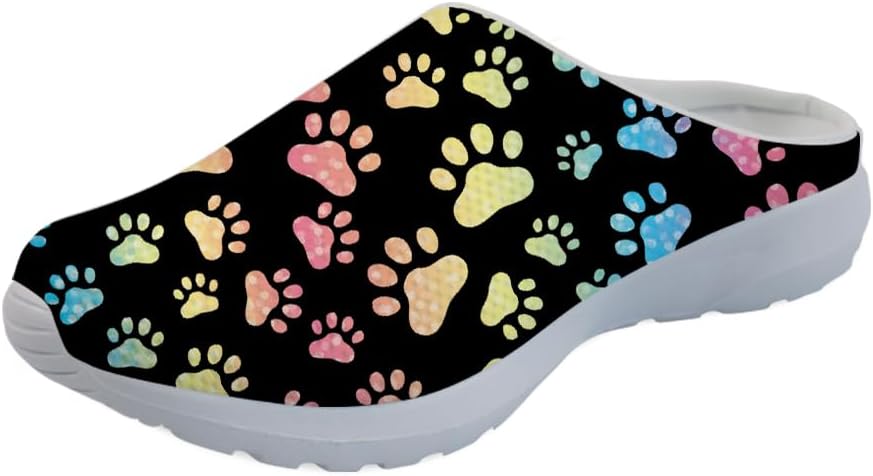 

Кроссовки Forchrinse Native Indian Aztec Hippie Mandala для мужчин, прогулочные мулы; женские слипоны, садовые сабо, тапочки с открытой пяткой, обувь для дома и ухода, Rainbow Dog Paw Print