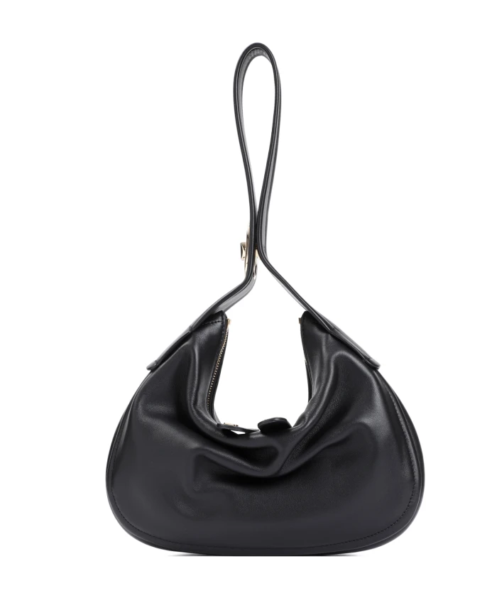 

Кожаная сумка через плечо с застежкой-логотипом Valentino Garavani, черный