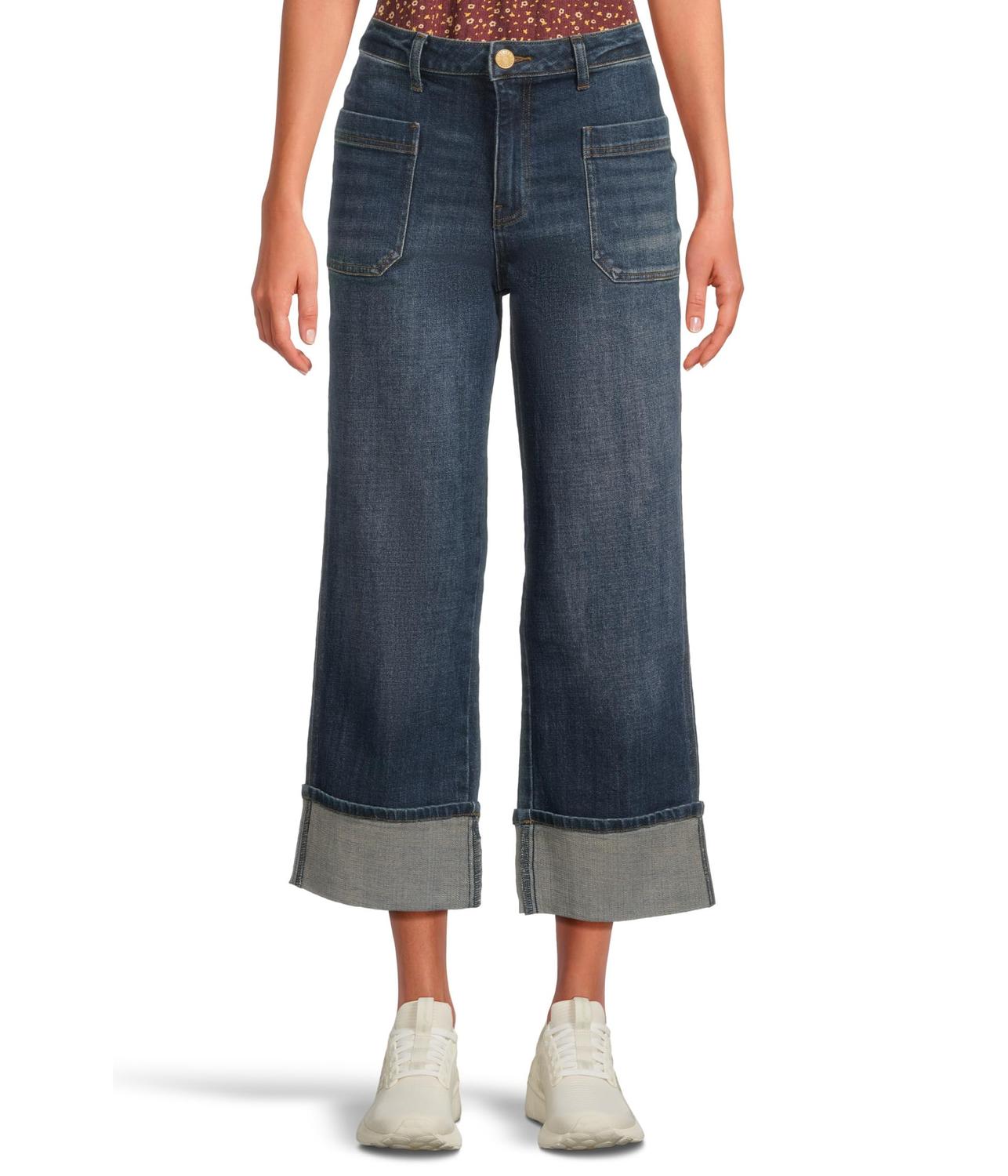 

Джинсы KUT from the Kloth Petite Sienna High Rise Straight Leg-roll Up Patch Pocket, цвет Serene