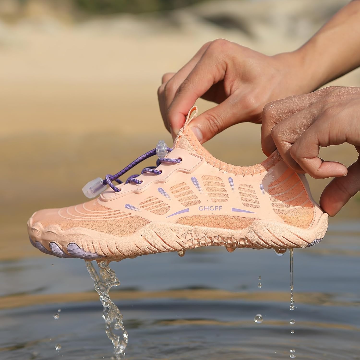 Кроссовки Hike Barefoot для женщин и мужчин, дышащие, с регулируемыми шнурками, нескользящие, спортивная обувь для тренировок, фитнеса, занятий на открытом воздухе и в помещении, для лодок, рыбалки, дайвинга и серфинга Ayziemezm, розовый — фото 3