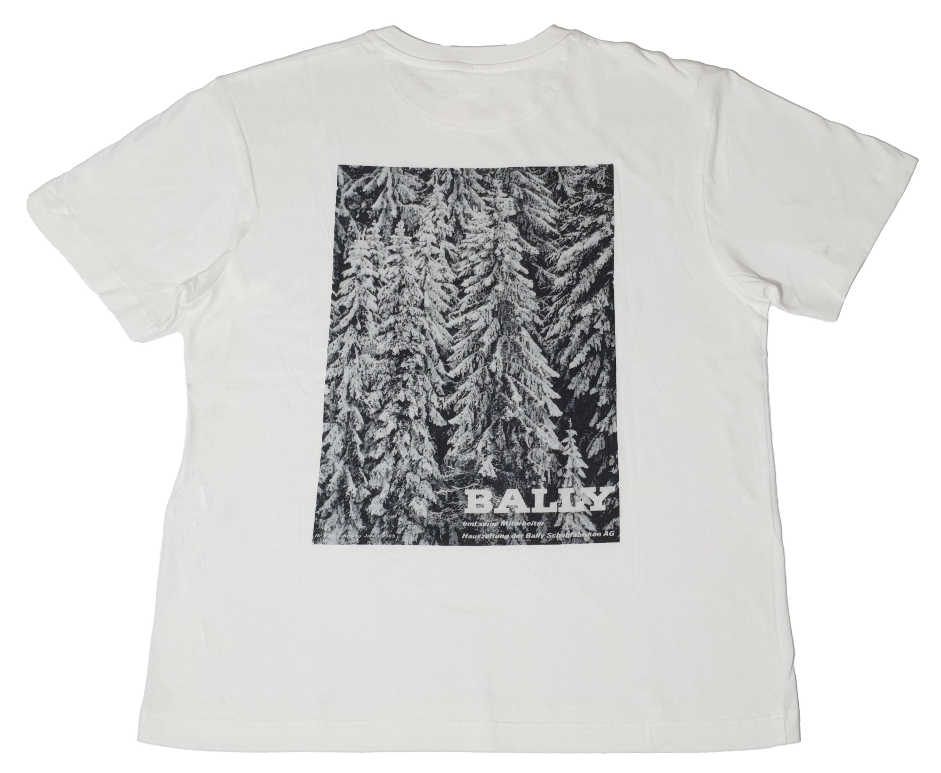 

Футболка мужская белая Bally 6239964 из 100% хлопка с принтом