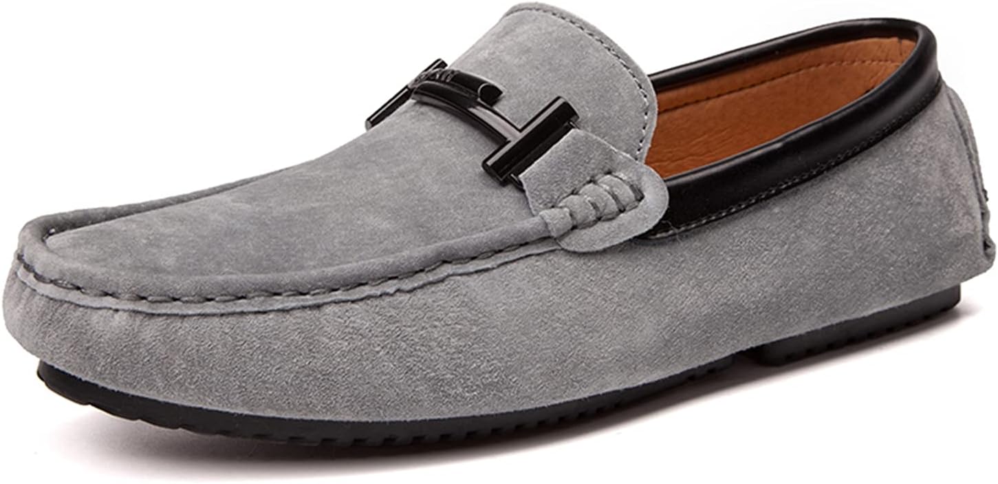 

Мужские замшевые кожаные лоферы LITNERMIA с пряжкой, модные туфли-мокасины, серый