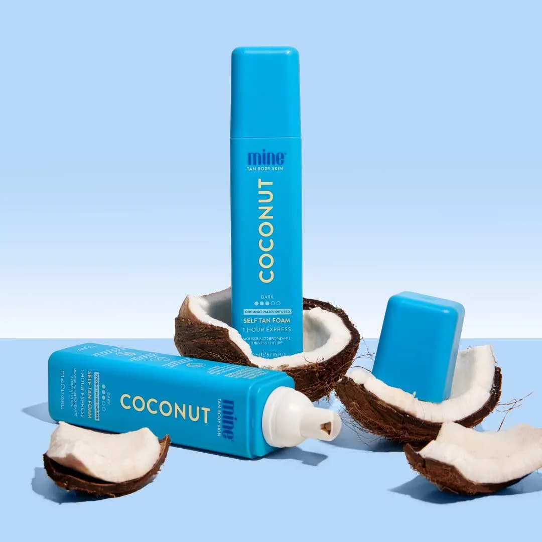 MineTan Coconut Duo набор для автозагара | Express 1 Hour - 2 мусса Coconut Sunless Tanner, варежка для нанесения и перчатка для пилинга Minetan Body.Skin, Dark — фото 4