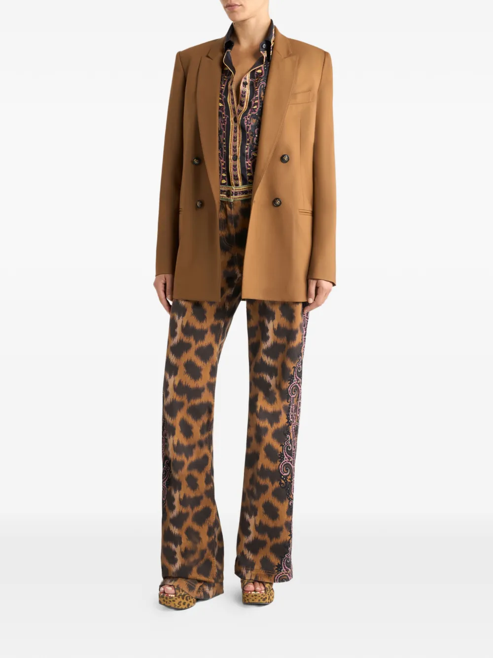 Рубашка с анималистичным узором Etro, коричневый — фото 2