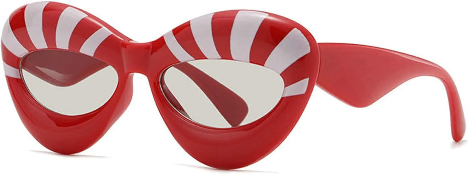 

Модные солнцезащитные очки «кошачий глаз» от Helena Fashion для женщин, увеличенная толстая оправа, сексуальные очки в форме губ, стильный дизайнерский дизайн, Red