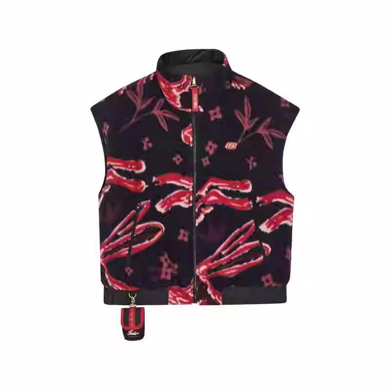 

Skechers Женская жилетка с принтом зайца, Blue Red Hare All over Print