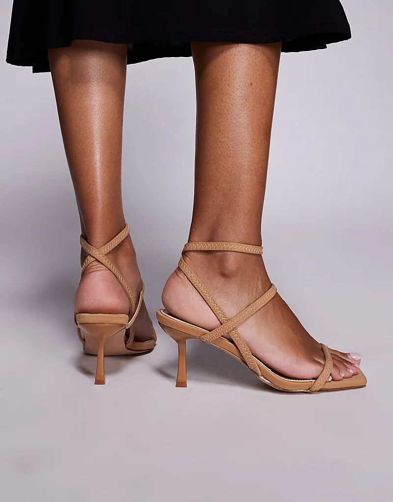 Босоножки SIMMI Shoes Karson на каблуке с ремешками бежевого цвета — фото 3