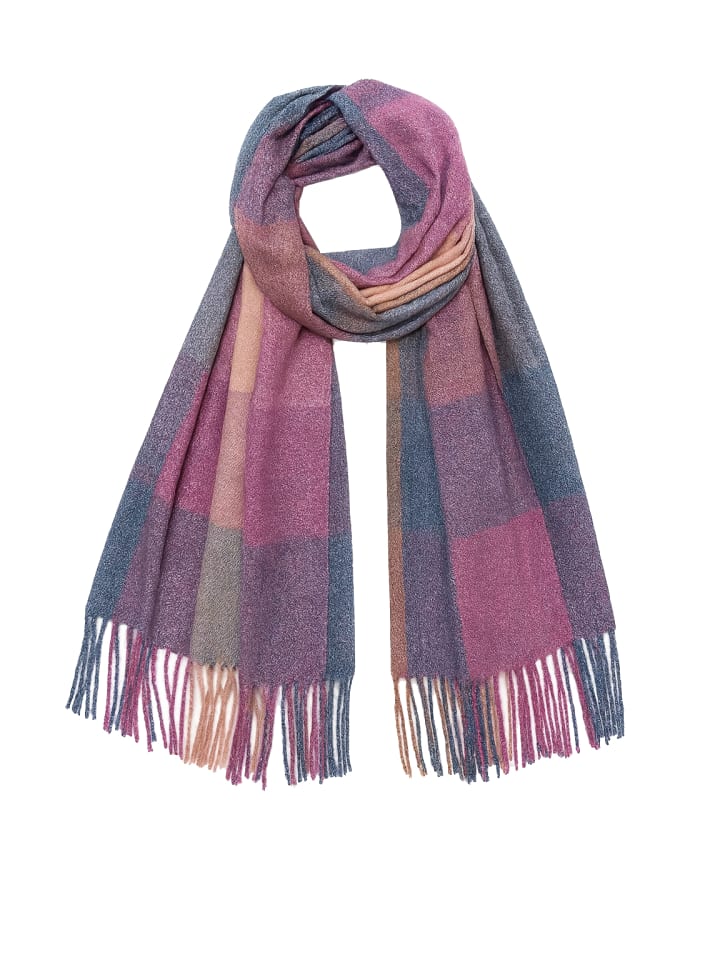 

Мягкий шарф с бахромой - модный зимний аксессуар для женщин в розовом цвете. Faera