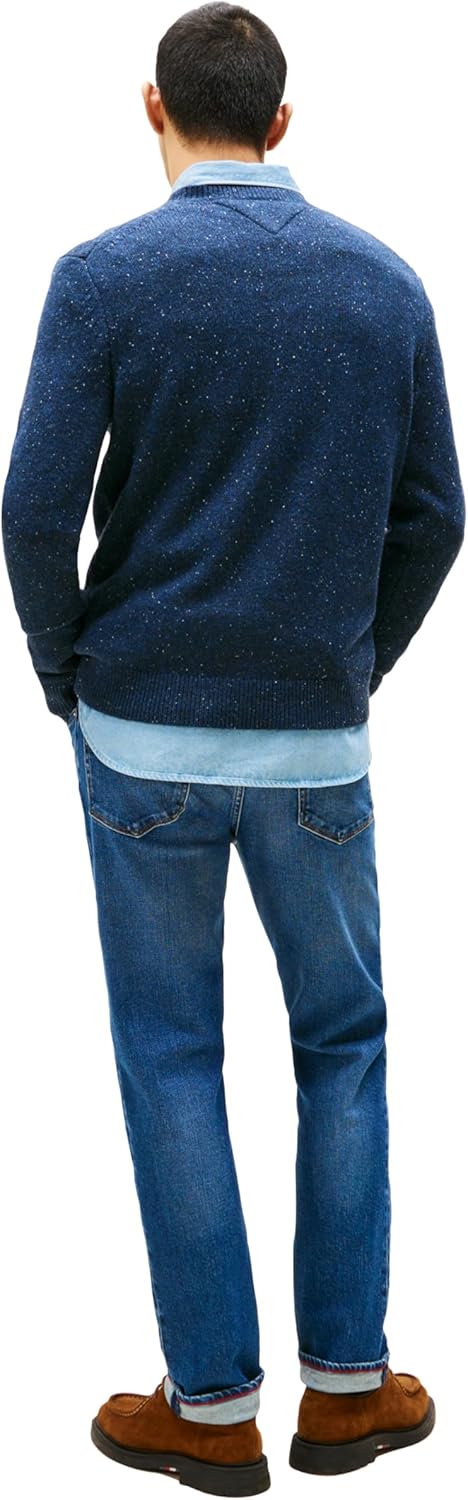 Мужской свитер Tommy Hilfiger из овечьей шерсти Donegal с круглым вырезом, Desert Sky Heather — фото 4