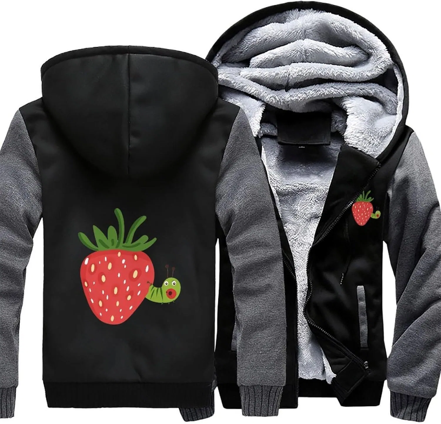 Толстовка на молнии, флисовая, Strawberry Caterpillar, серый — фото 3