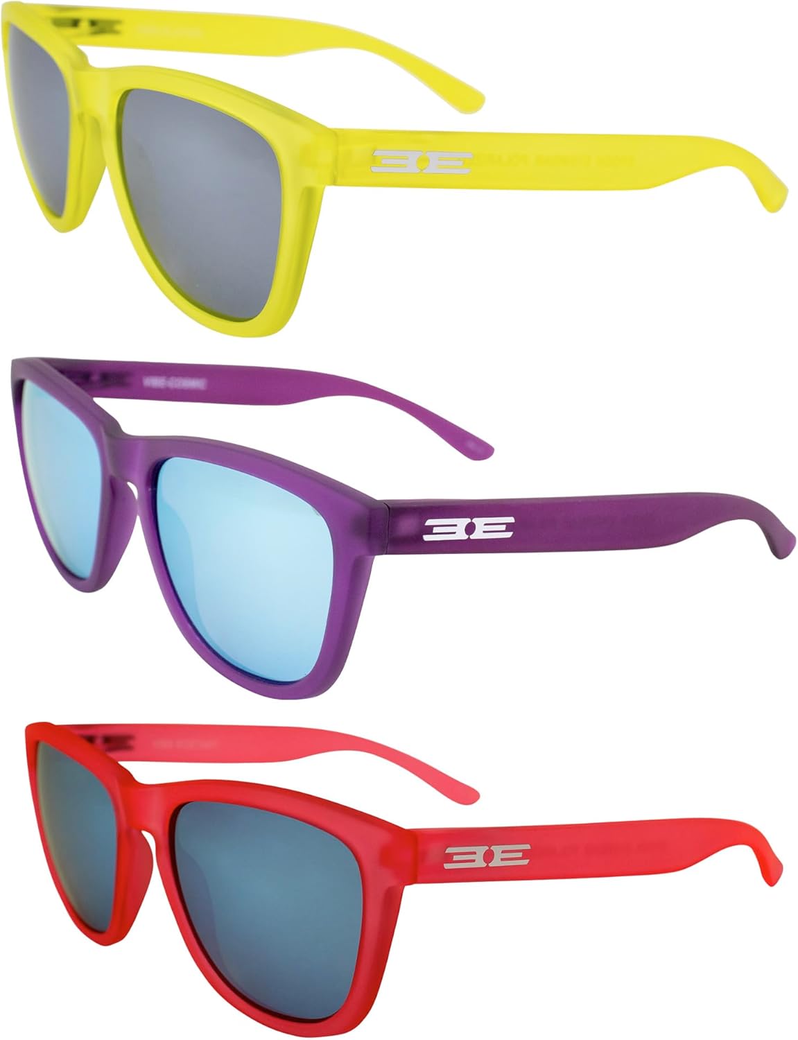 

Солнцезащитные очки Epoch Eyewear Vibe с поляризацией, женские и мужские, 3 пары: желтые с серебристыми зеркальными линзами, фиолетово-розовые оправы с синими зеркальными линзами, Yellow-silver/Purple-blue/Pink-blue