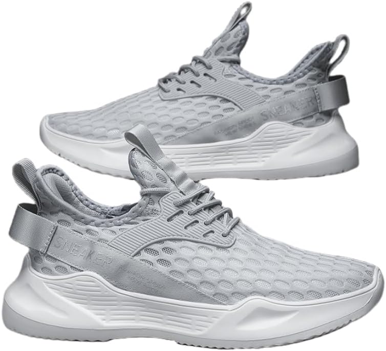 

Мужские дышащие спортивные кроссовки из сетки - стелька и подошва из EVA, шнуровка, однотонные, подходят для походов на открытом воздухе и путешествий Hoalox, серый