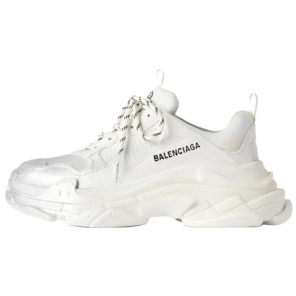 Balenciaga Triple S Low top Chunky Sneakers Women's White Silver