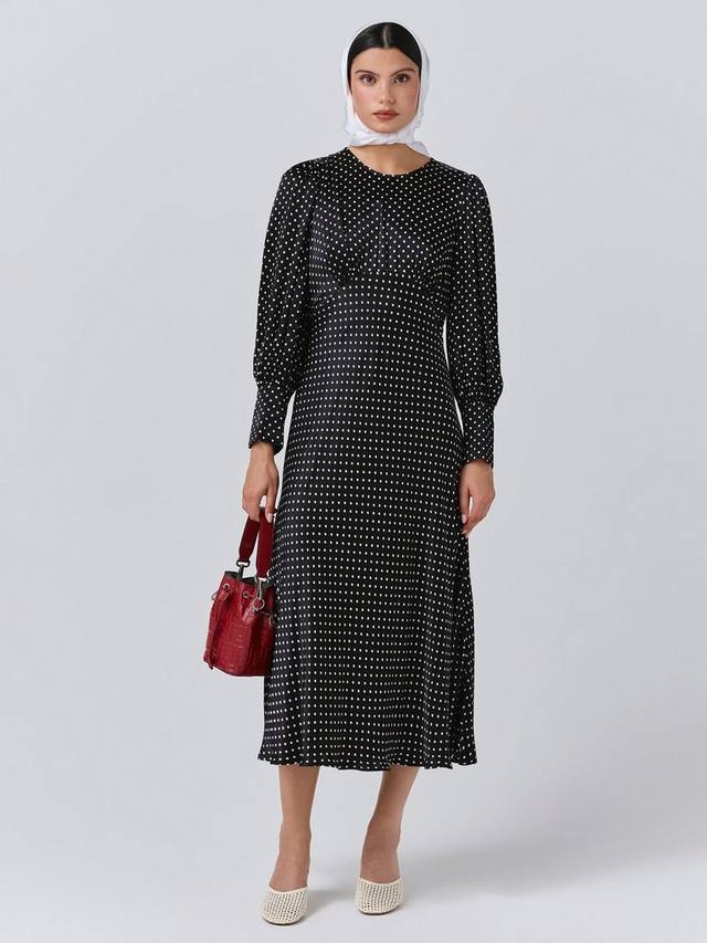 

Платье Fiona из сатина в горошек Ghost, Black Spot