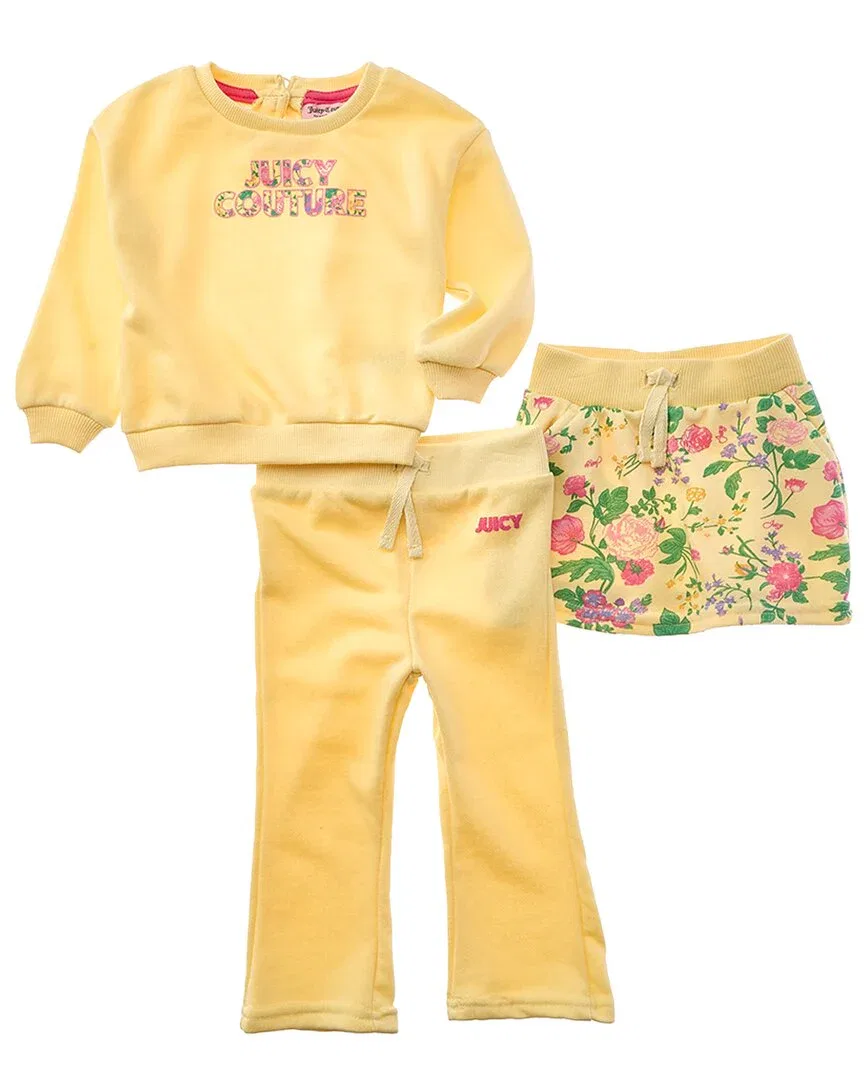 Комплект Juicy Couture из 3 предметов: толстовка, шорты и брюки, желтый