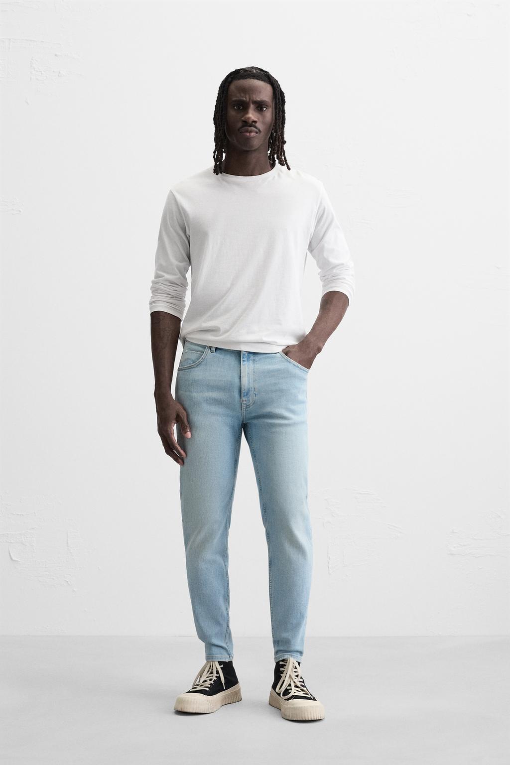 

Укороченные джинсы-скинни ZARA, светло-синий