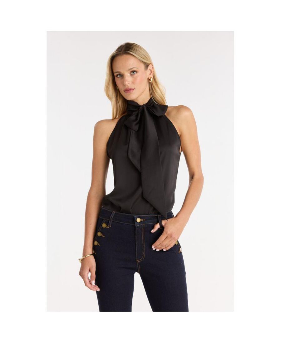 

Женская блузка Rina с завязками на шее - с леопардовым принтом The Noli Shop, Black