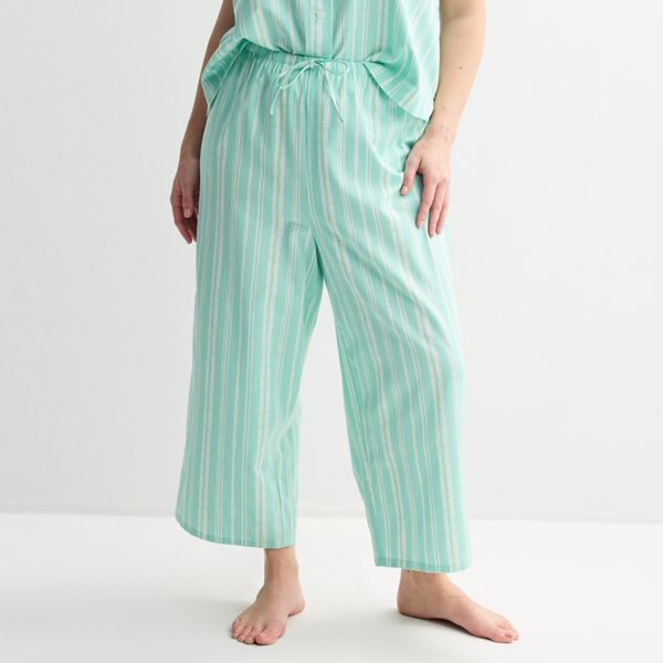 

Пижамные брюки из льняной ткани больших размеров Sonoma Goods For Life, цвет mint stripe