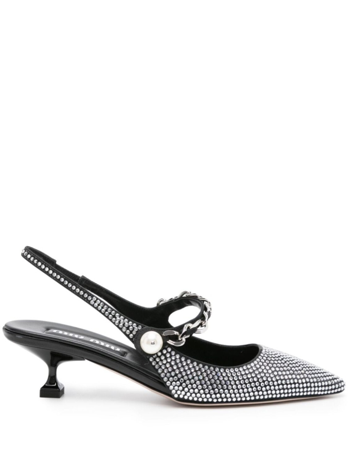 

Miu Miu туфли с заостренным носком и стразами, черный