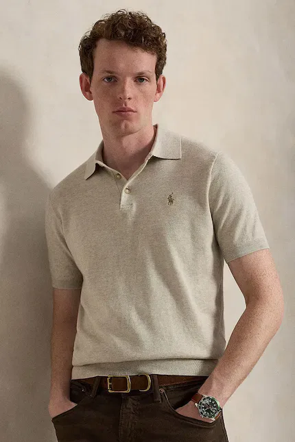 Свитер с коротким рукавом классический Polo Ralph Lauren, бежевый