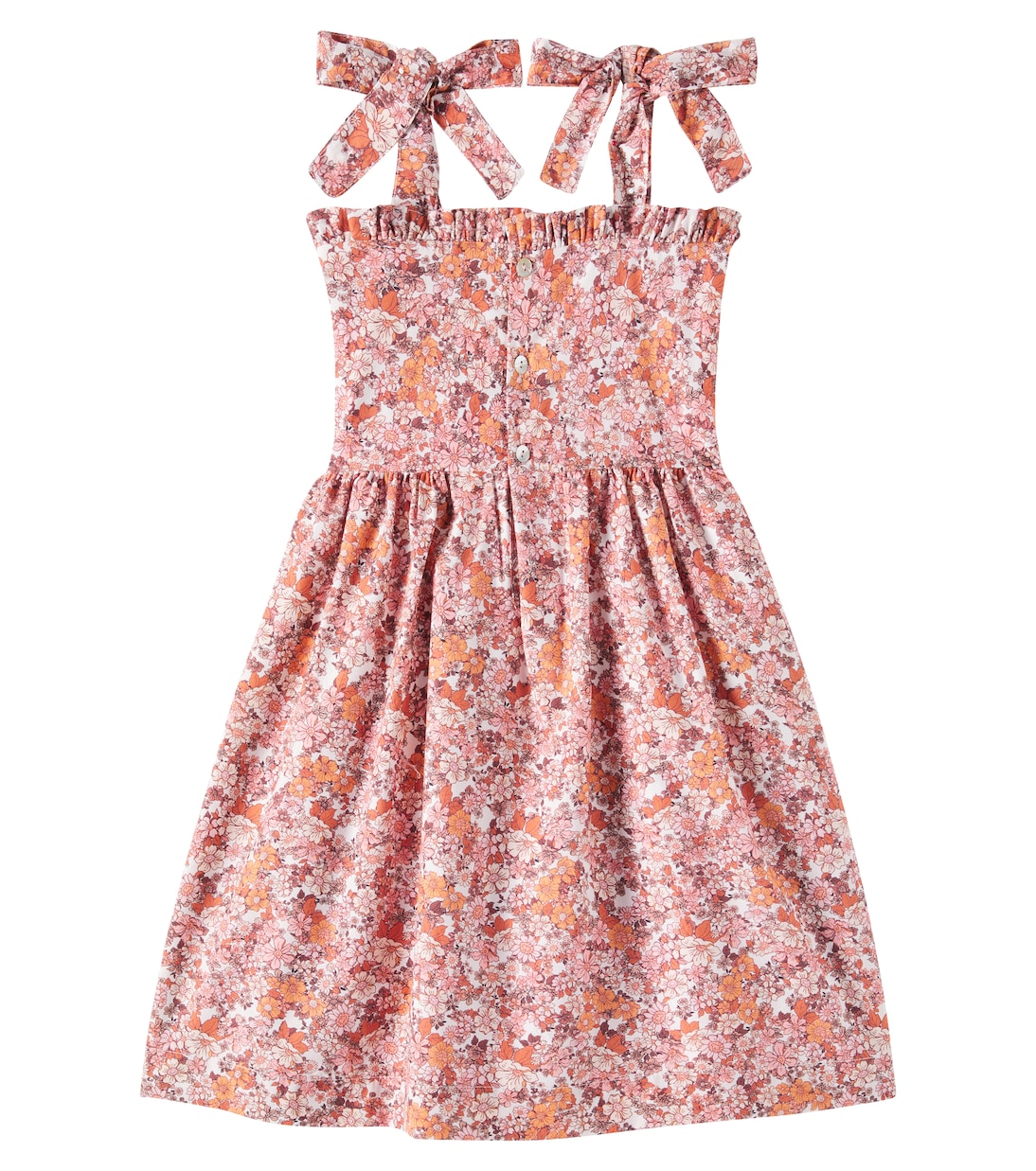 Платье Evelia из хлопка с цветочным принтом и сборками La Coqueta, Terracotta Floral — фото 3