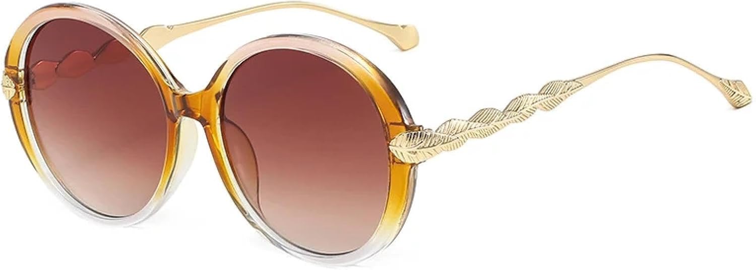 

Ретро-солнцезащитные очки в крупной металлической оправе, круглые, для женщин и мужчин, модные, роскошные, для активного отдыха и путешествий, с защитой от УФ-излучения UV400 TKKTLLT, Gold Yellow Brown