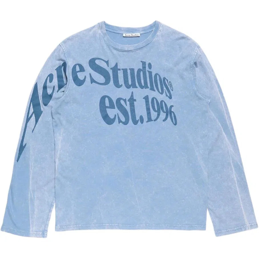 Футболка с длинным рукавом с принтом Acne Studios, Blue